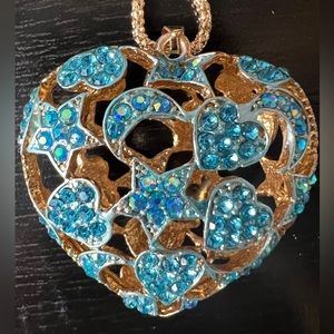 💙⭐️🌙 NWT! Blue Heart & Stars Rhinestone Necklace